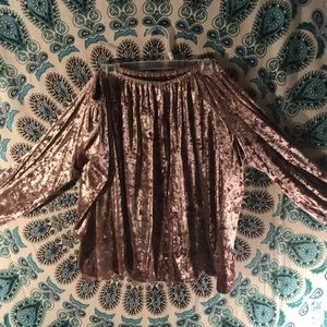 Pink velvet off the shoulder top